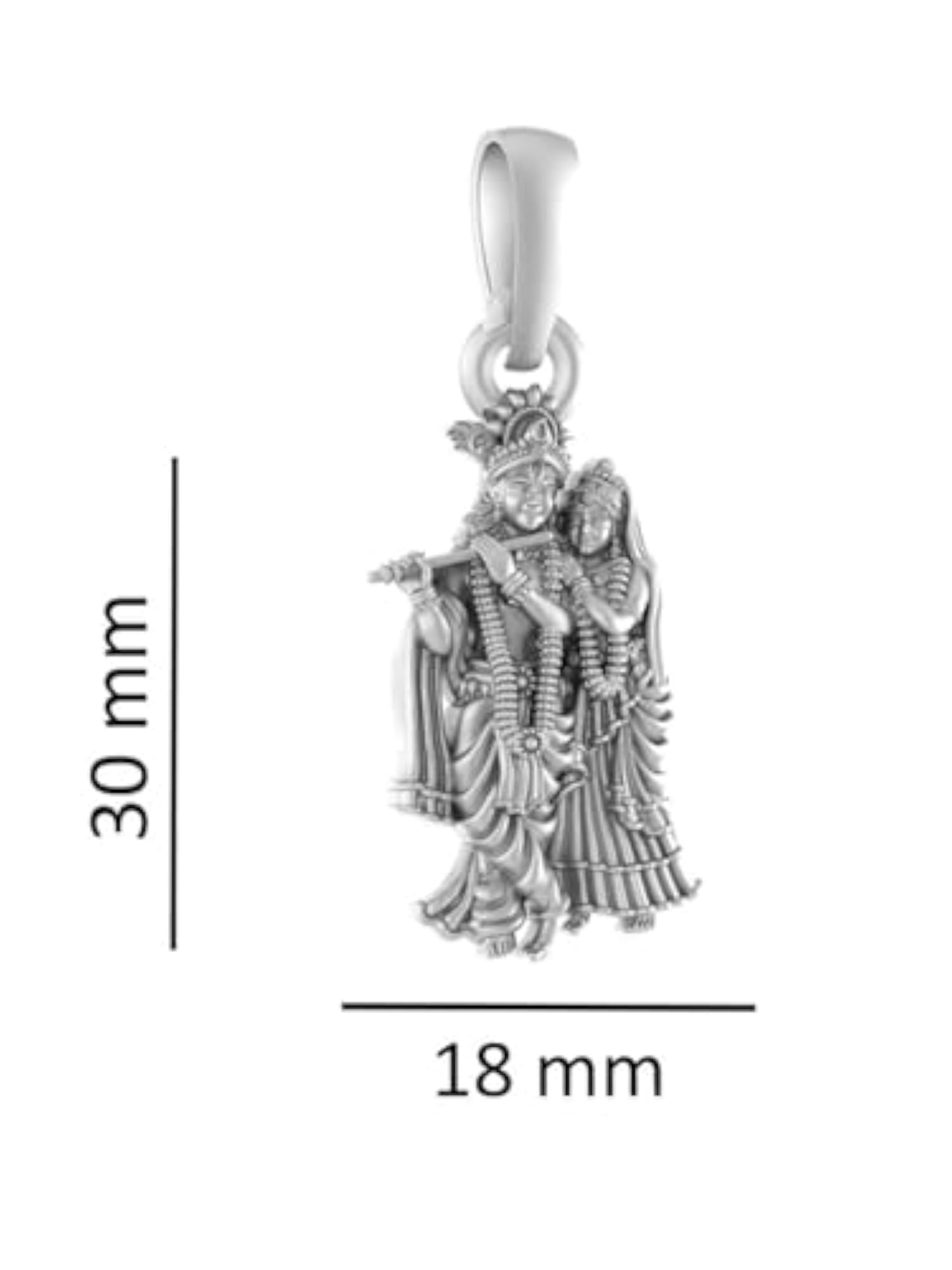 Sterling Silver God Radha Krishna Big Size Pendant